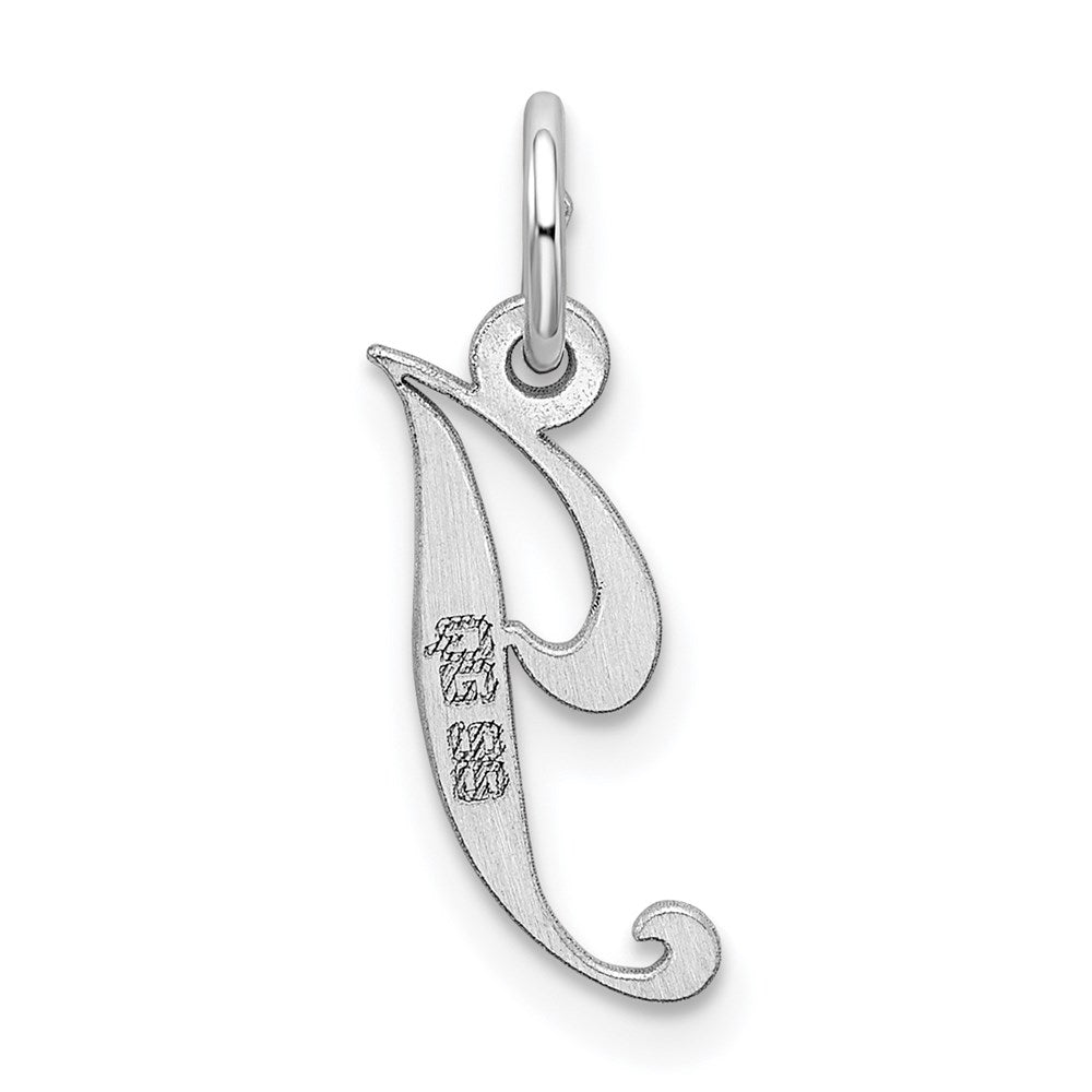 Sterling Silver Rhodium-plated Fancy Script Letter J Initial Charm