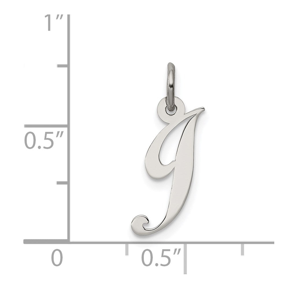 Sterling Silver Rhodium-plated Fancy Script Letter J Initial Charm