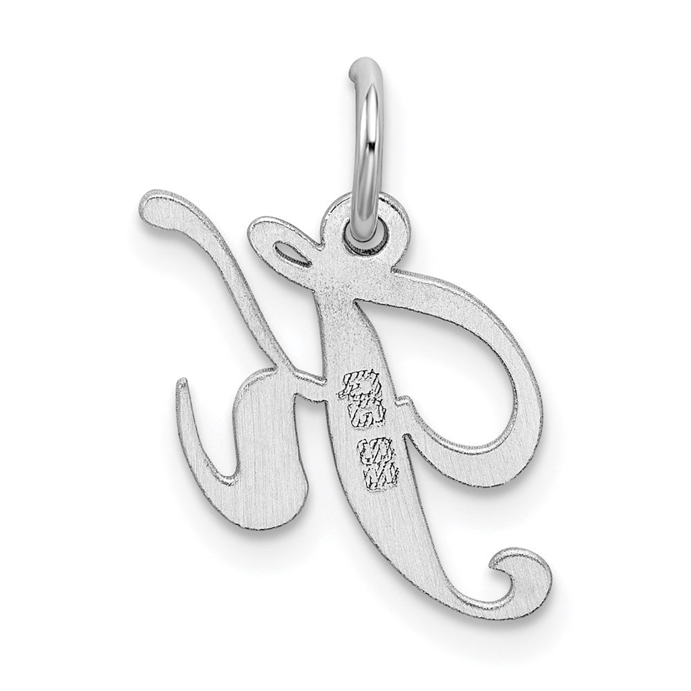 Sterling Silver Rhodium-plated Fancy Script Letter K Initial Charm