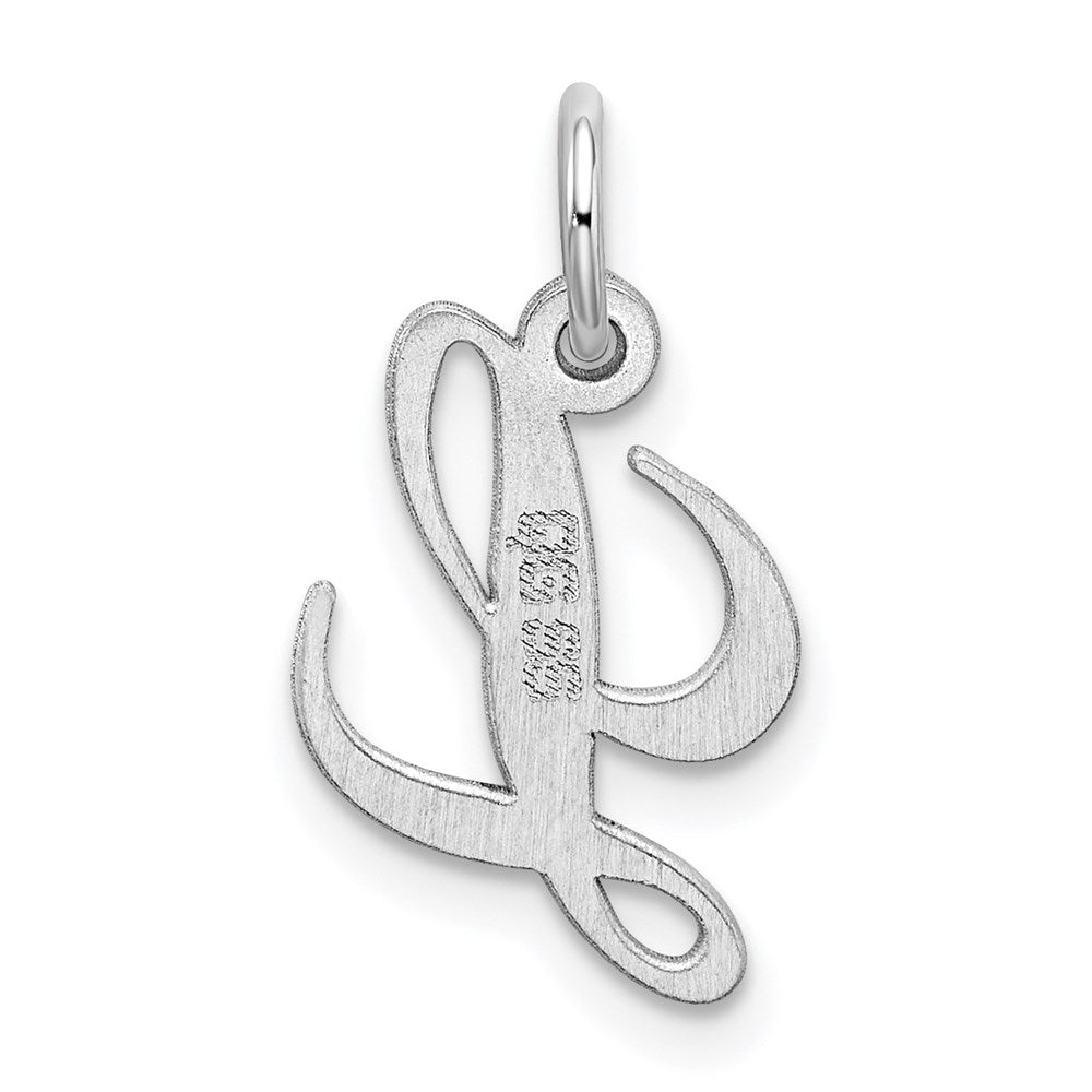 Sterling Silver Rhodium-plated Fancy Script Letter L Initial Charm