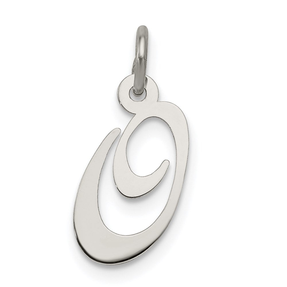 Sterling Silver Rhodium-plated Fancy Script Letter O Initial Charm