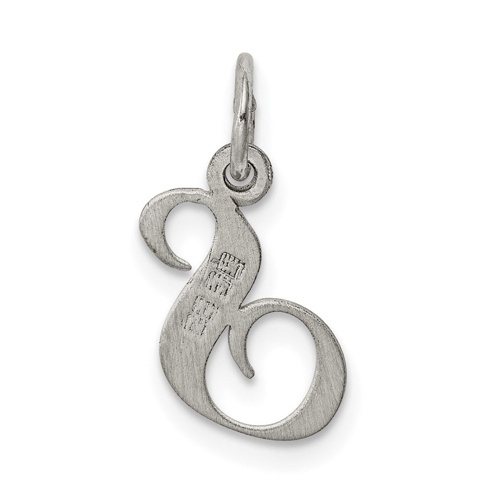 Sterling Silver Rhodium-plated Fancy Script Letter S Initial Charm