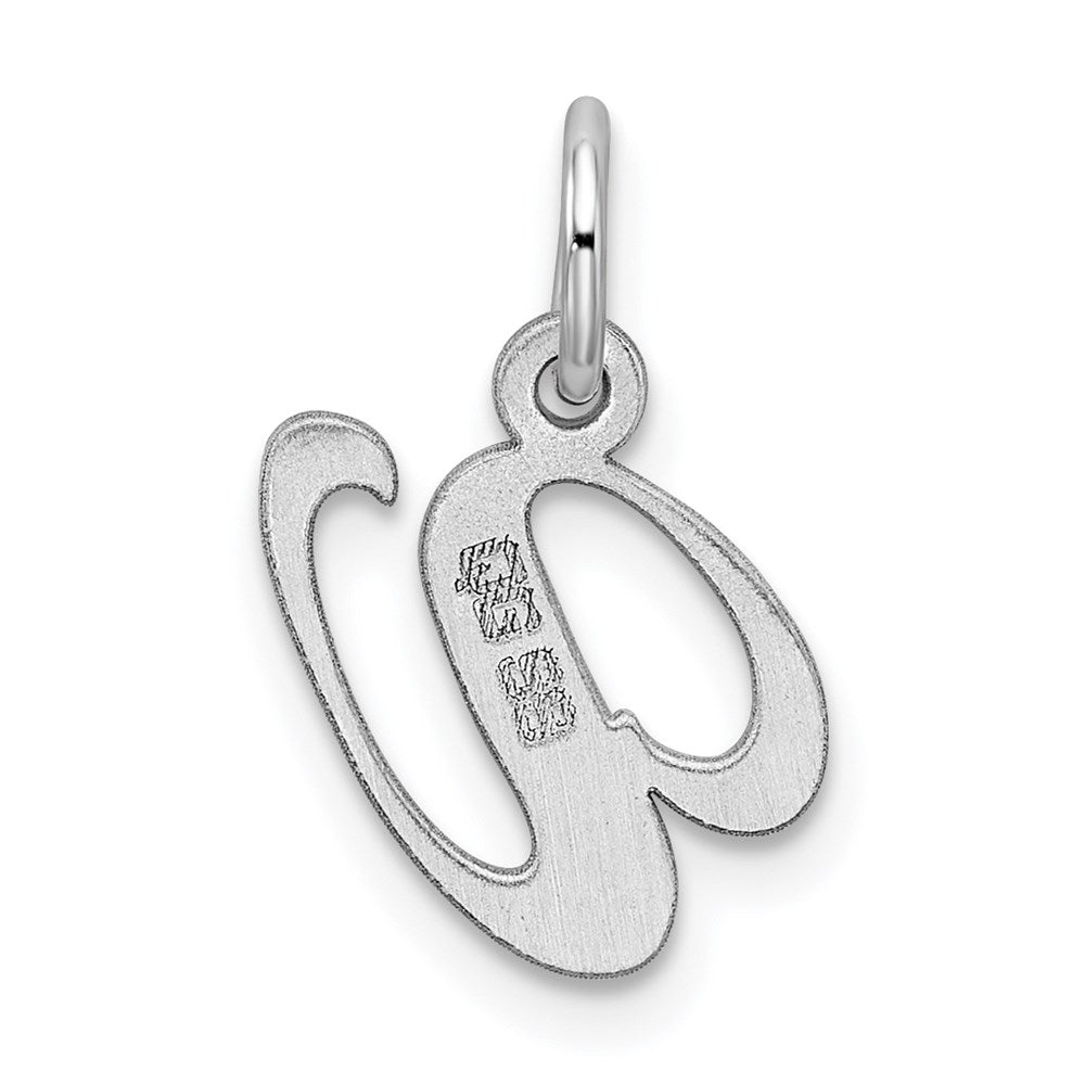 Sterling Silver Rhodium-plated Fancy Script Letter V Initial Charm