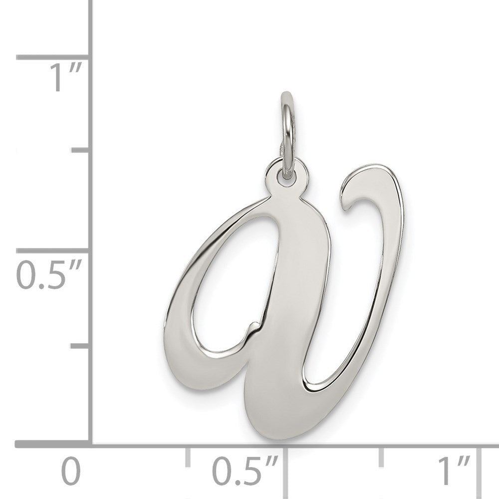 Sterling Silver Rhodium-plated Fancy Script Letter V Initial Charm