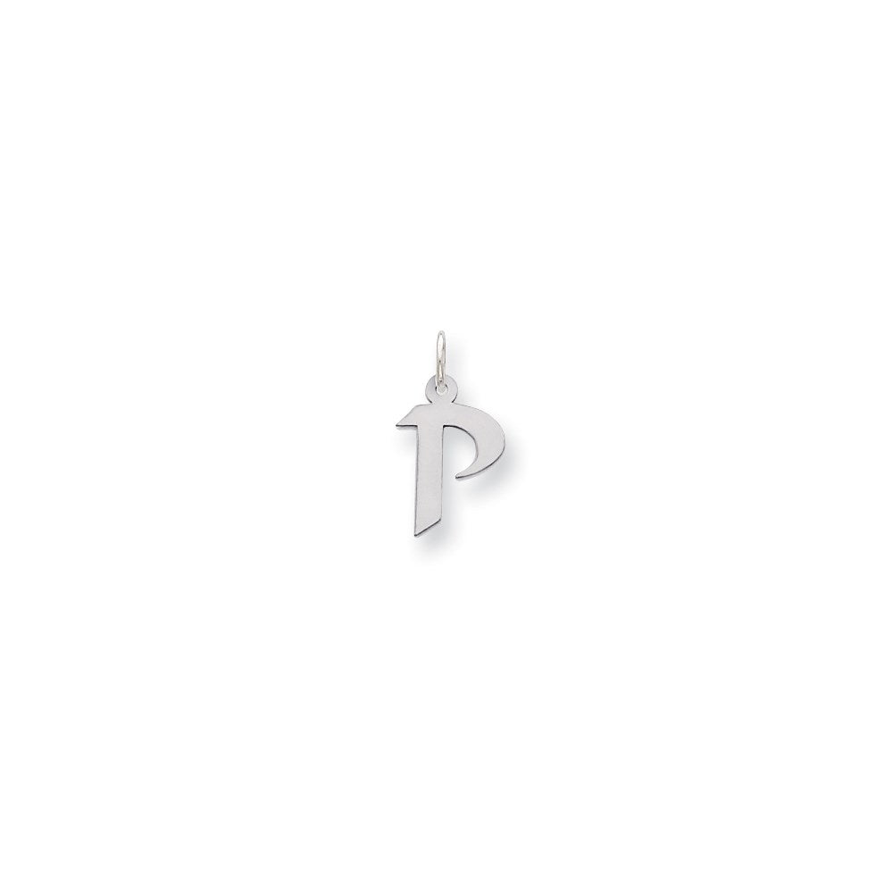 Sterling Silver Small Artisan Block Initial P Charm