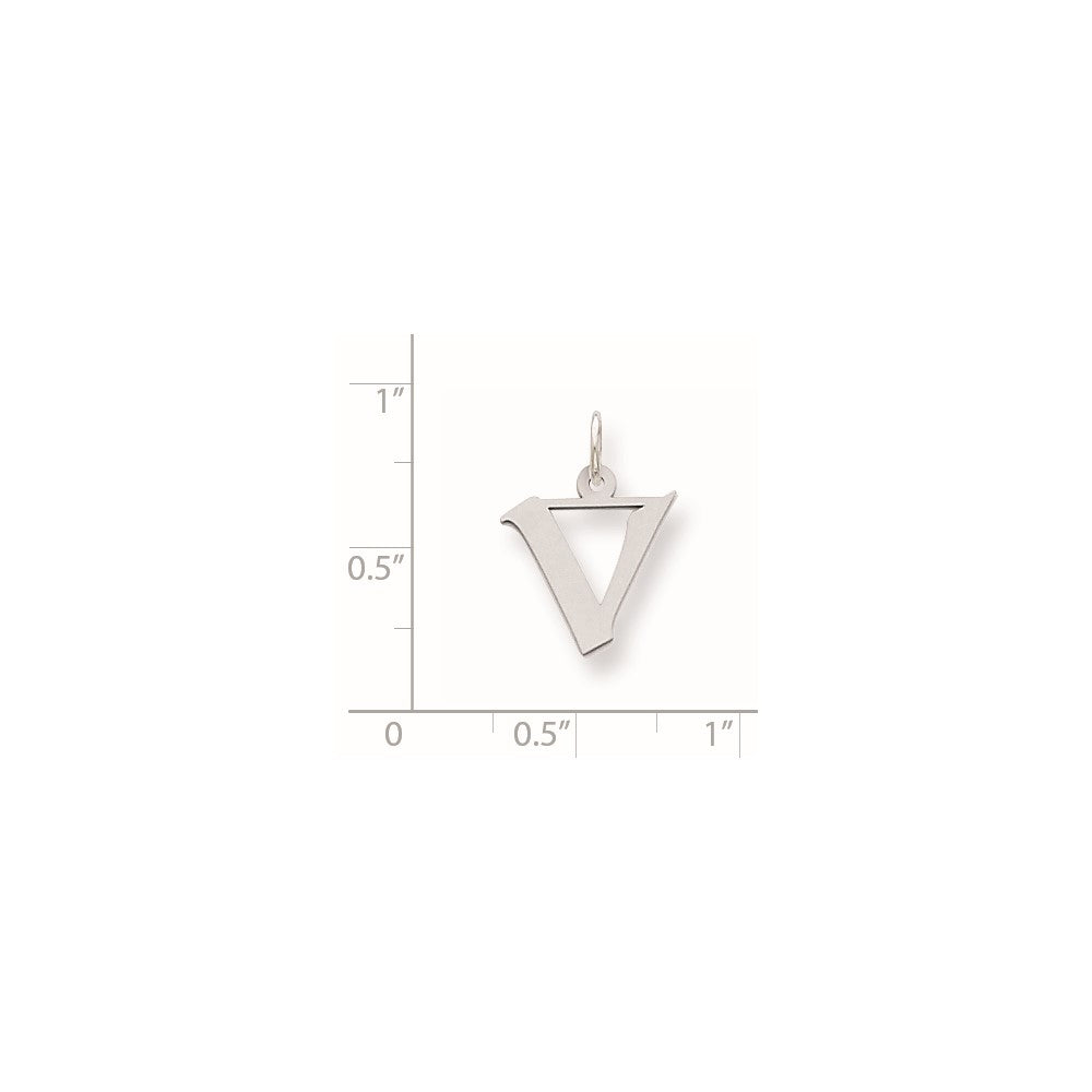 Sterling Silver Small Artisan Block Initial V Charm