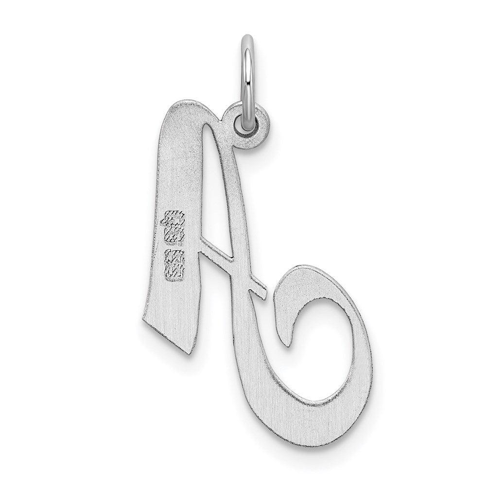 Sterling Silver Rhodium-plated Fancy Script Letter A Initial Charm