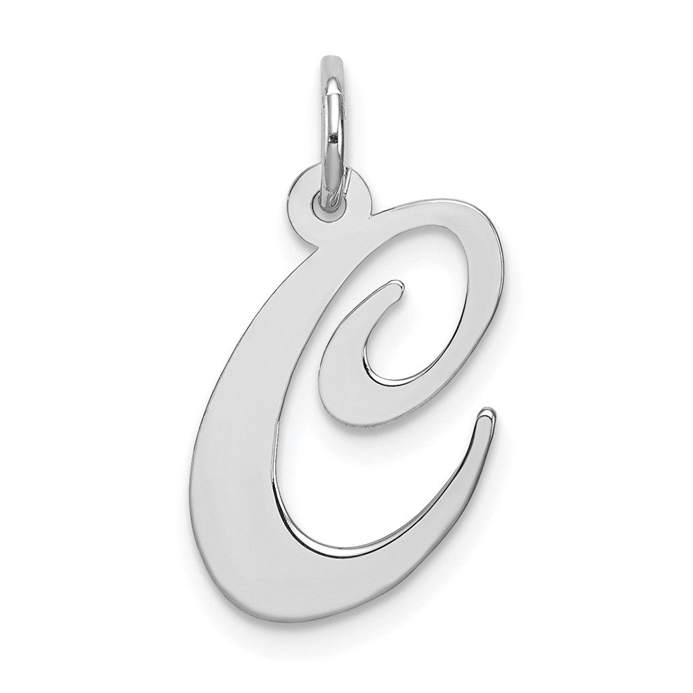 Sterling Silver Rhodium-plated Fancy Script Letter C Initial Charm