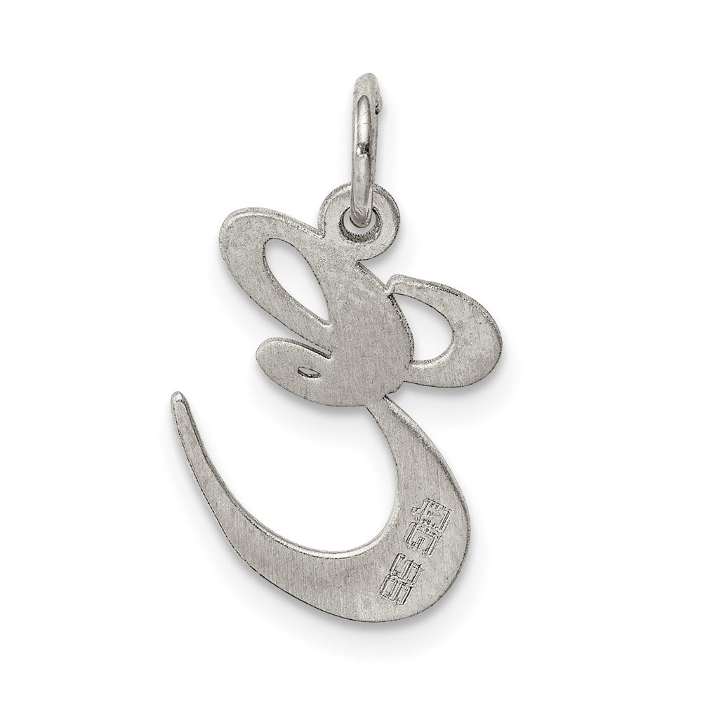 Sterling Silver Rhodium-plated Fancy Script Letter E Initial Charm