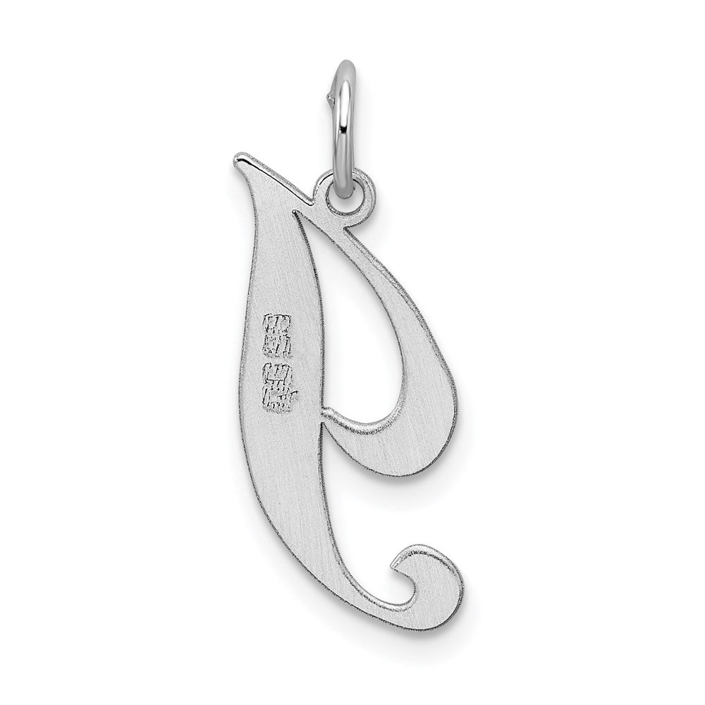 Sterling Silver Rhodium-plated Fancy Script Letter I Initial Charm