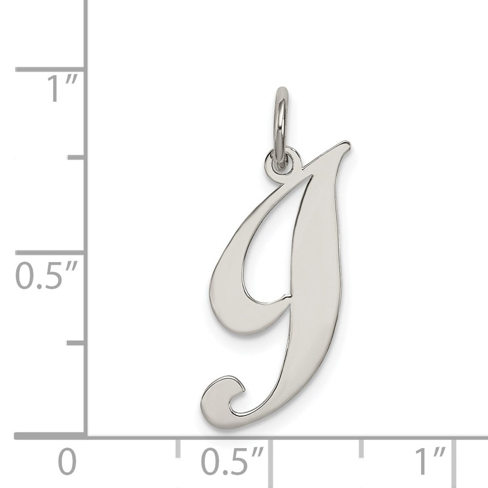 Sterling Silver Rhodium-plated Fancy Script Letter I Initial Charm