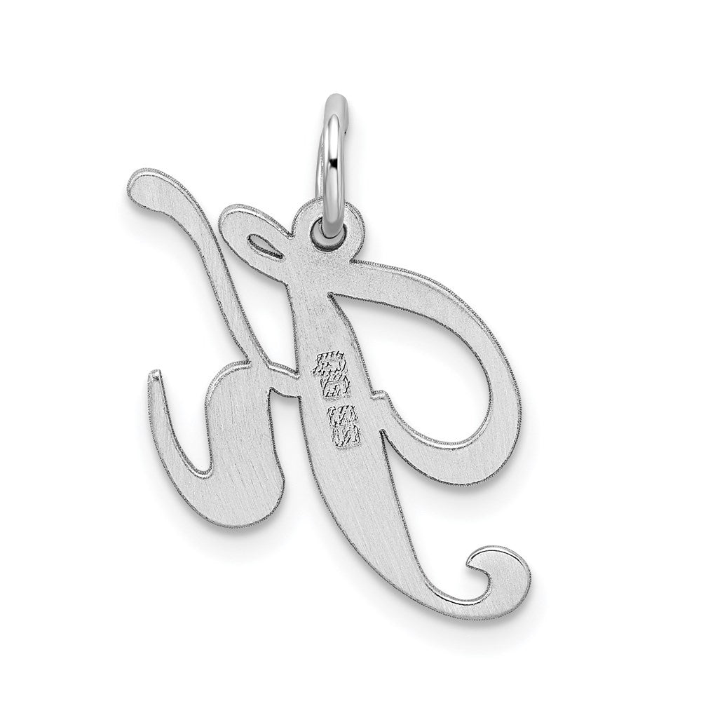 Sterling Silver Rhodium-plated Fancy Script Letter K Initial Charm