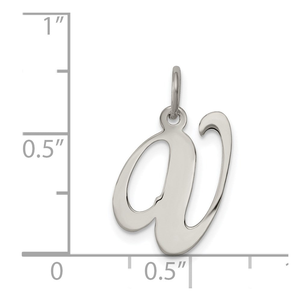 Sterling Silver Rhodium-plated Fancy Script Letter V Initial Charm