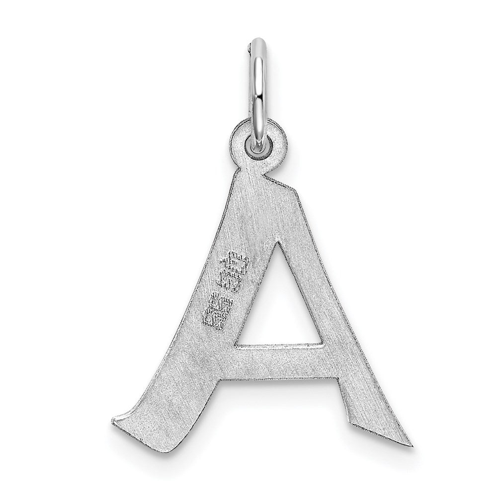 Sterling Silver Rhodium-plated Artisan Block Letter A Initial Charm