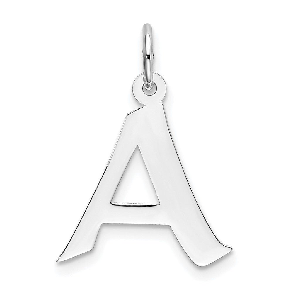 Sterling Silver Rhodium-plated Artisan Block Letter A Initial Charm