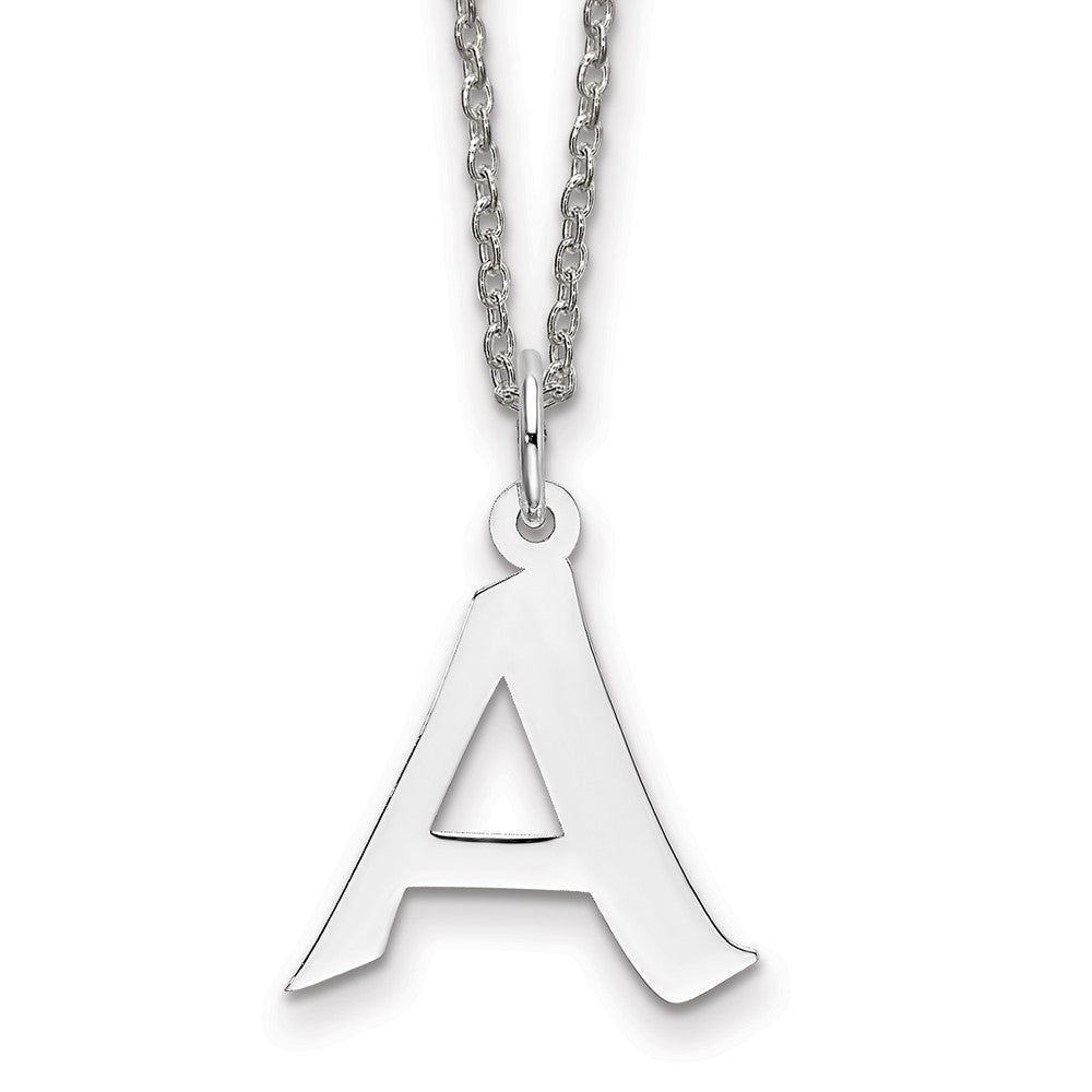 Sterling Silver Rhodium-plated Medium Artisan Block Initial A Necklace