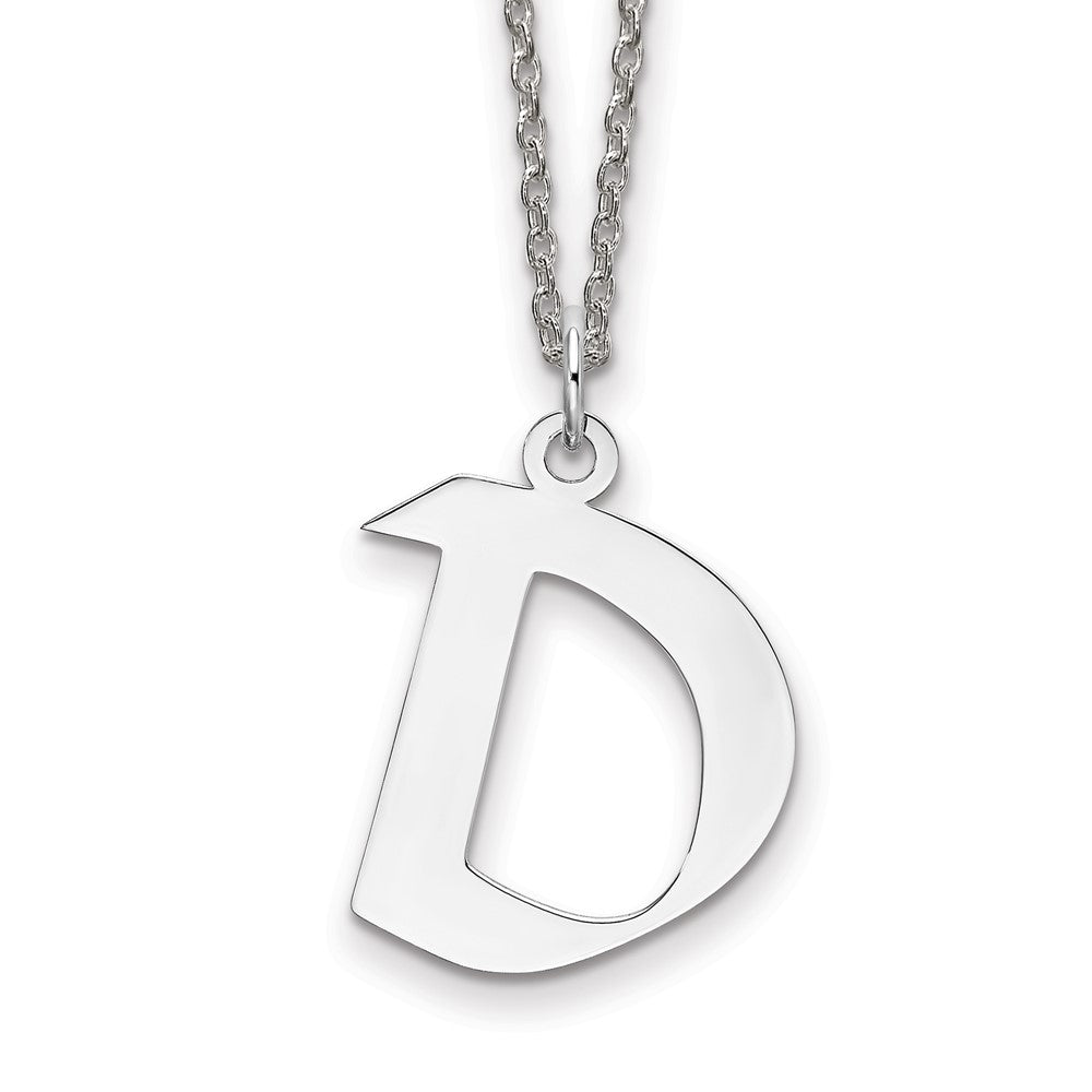 Sterling Silver Rhodium-plated Medium Artisan Block Initial D Necklace