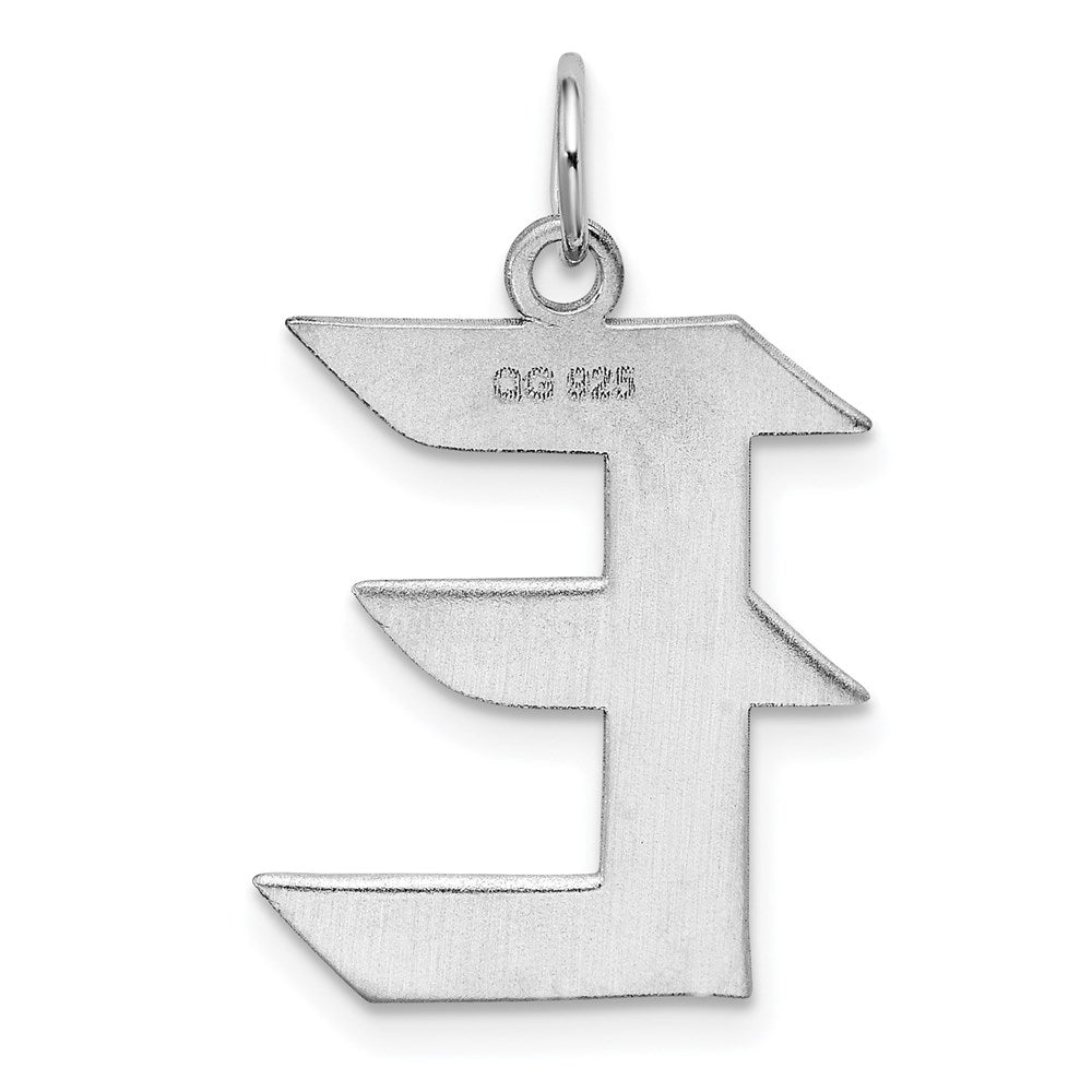 Sterling Silver Rhodium-plated Artisan Block Letter E Initial Charm