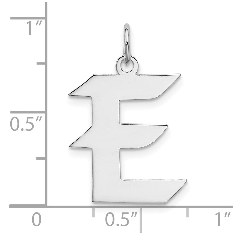 Sterling Silver Rhodium-plated Artisan Block Letter E Initial Charm