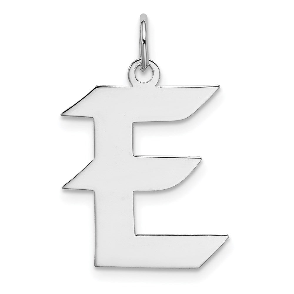 Sterling Silver Rhodium-plated Artisan Block Letter E Initial Charm