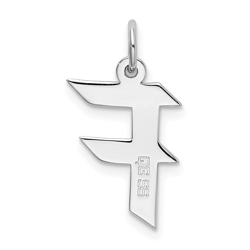 Sterling Silver Rhodium-plated Artisan Block Letter F Initial Charm