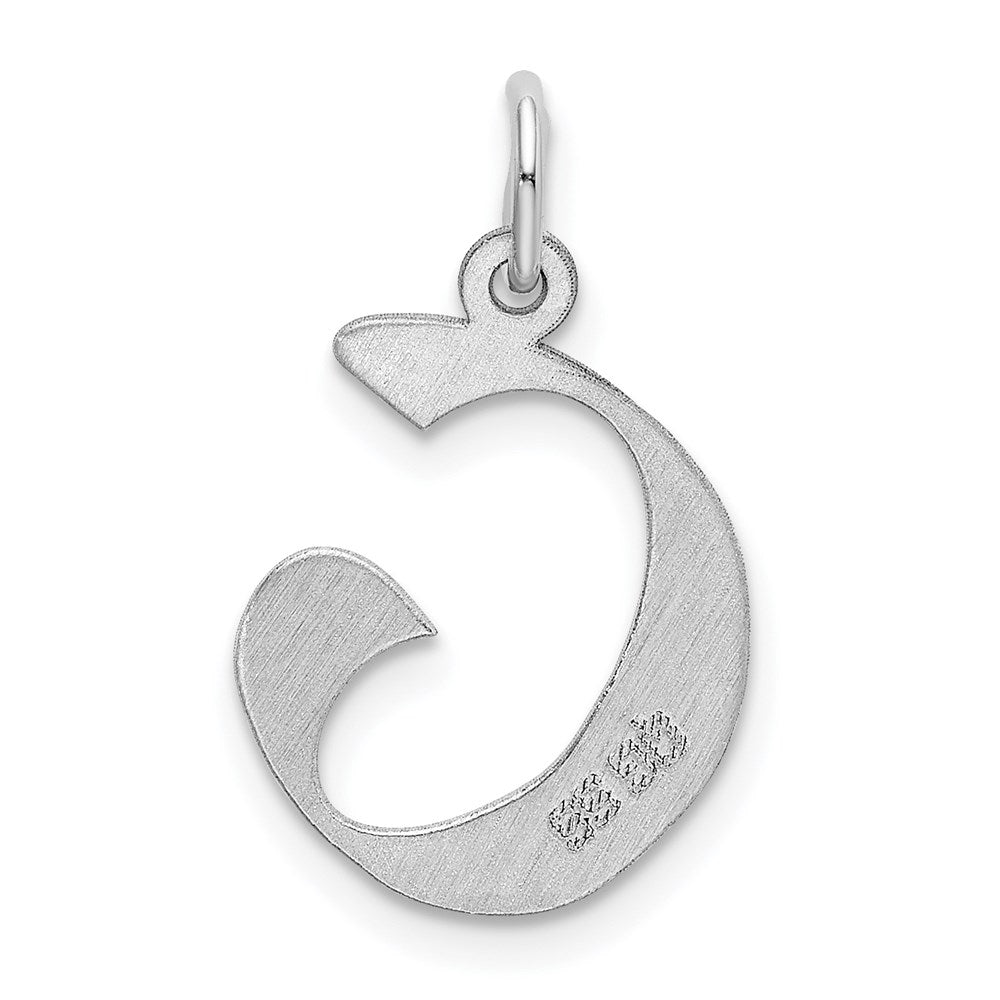 Sterling Silver Rhodium-plated Artisan Block Letter G Initial Charm