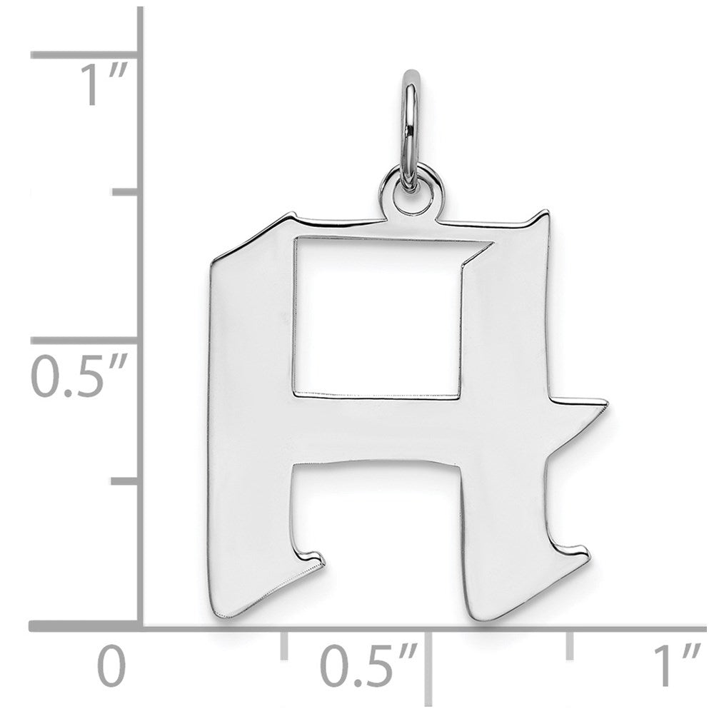 Sterling Silver Rhodium-plated Artisan Block Letter H Initial Charm