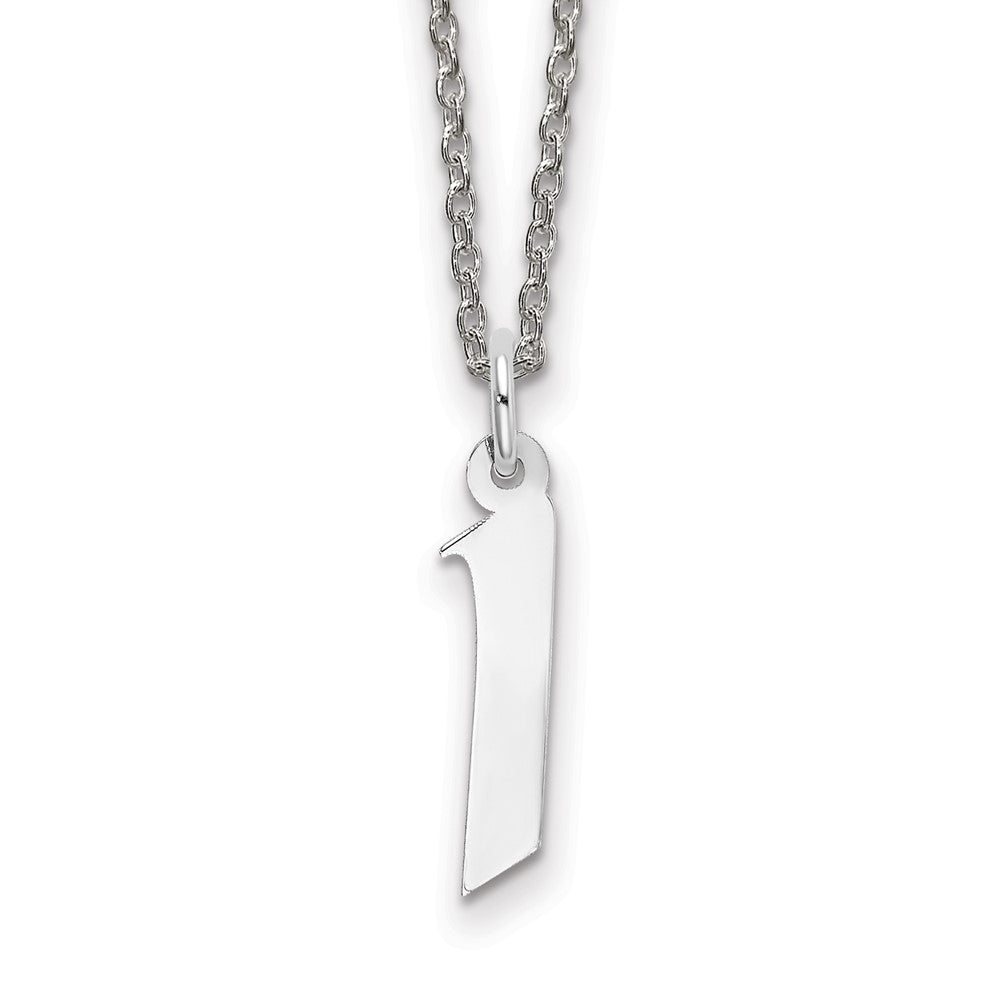 Sterling Silver Rhodium-plated Medium Artisan Block Initial I Necklace