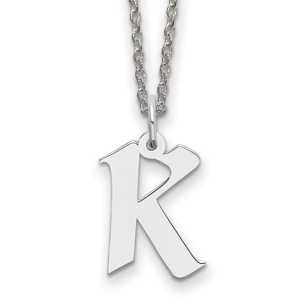 Sterling Silver Rhodium-plated Medium Artisan Block Initial K Necklace