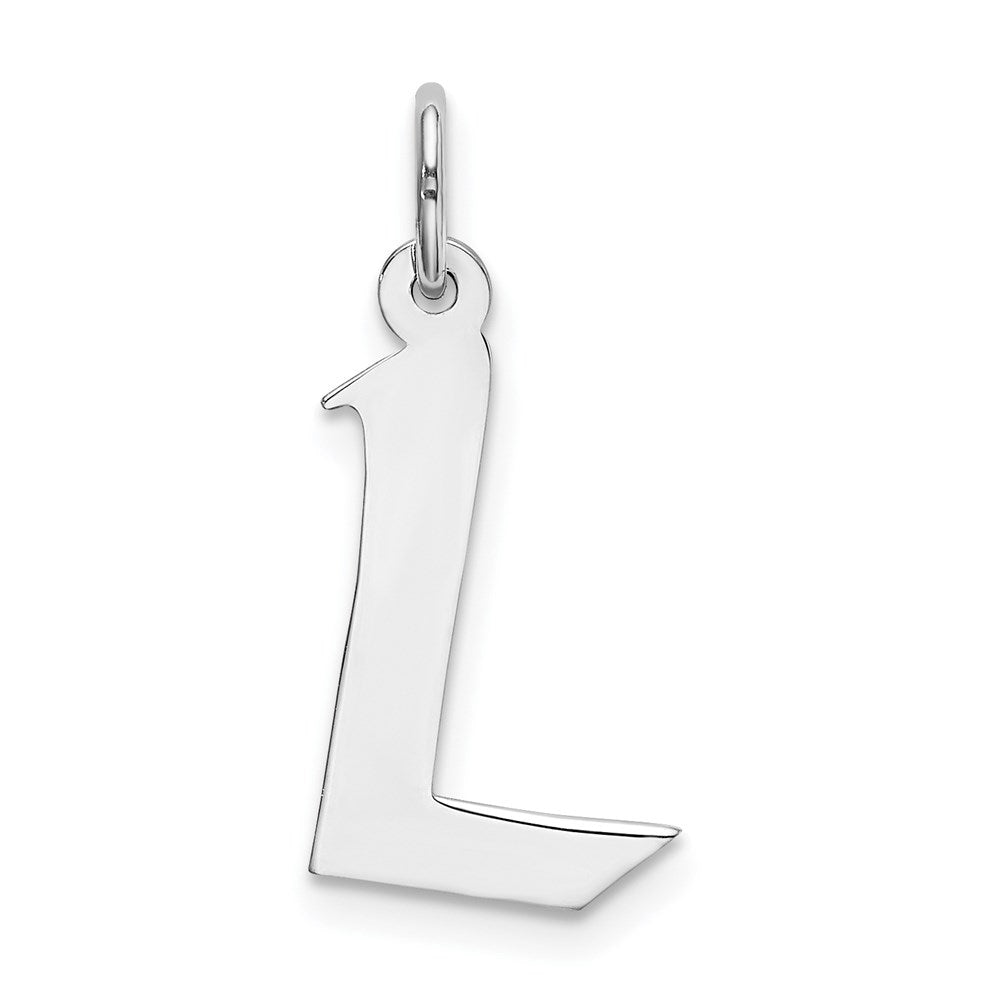 Sterling Silver Rhodium-plated Artisan Block Letter L Initial Charm