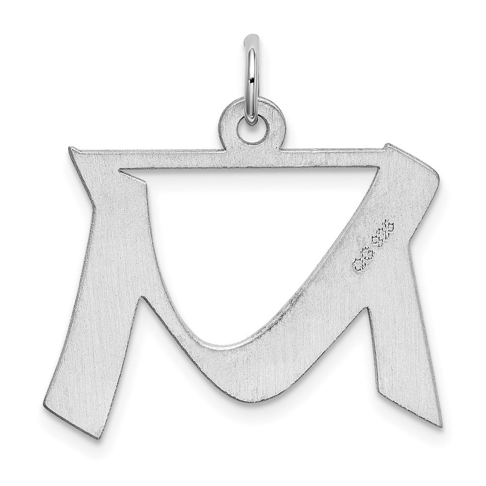 Sterling Silver Rhodium-plated Artisan Block Letter M Initial Charm