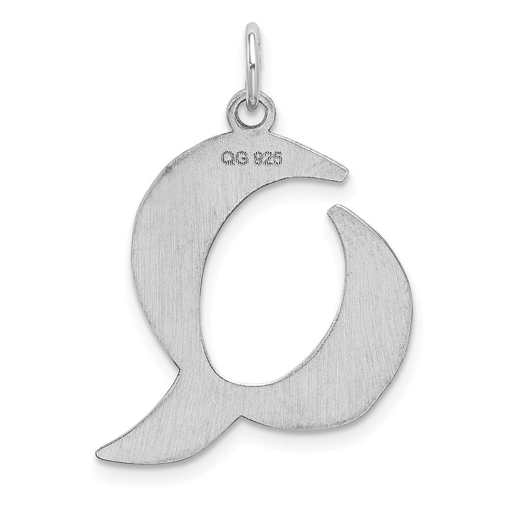 Sterling Silver Rhodium-plated Artisan Block Letter Q Initial Charm