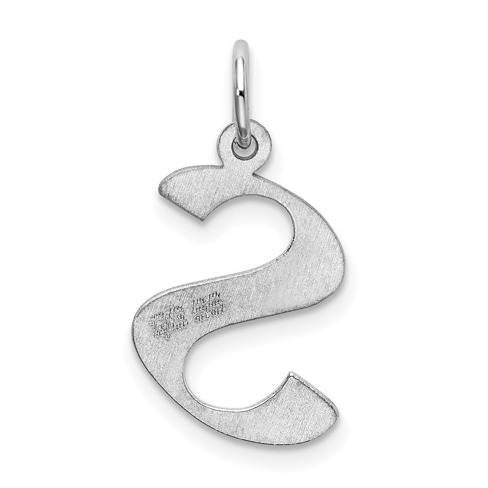 Sterling Silver Rhodium-plated Artisan Block Letter S Initial Charm