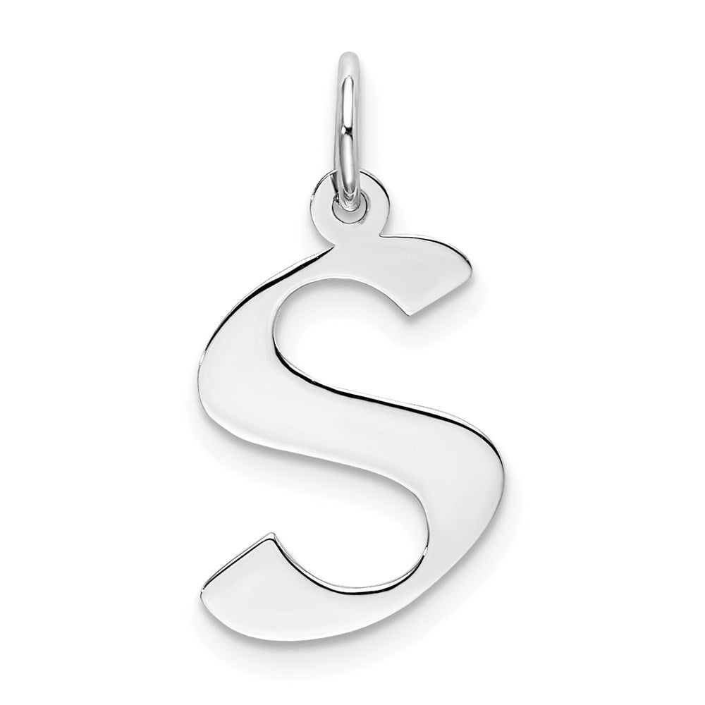 Sterling Silver Rhodium-plated Artisan Block Letter S Initial Charm