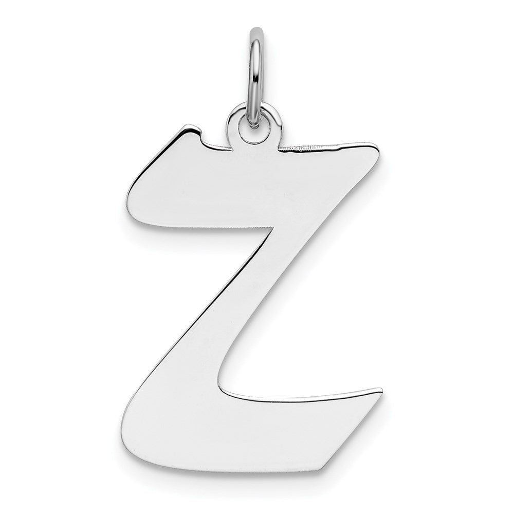 Sterling Silver Rhodium-plated Artisan Block Letter Z Initial Charm