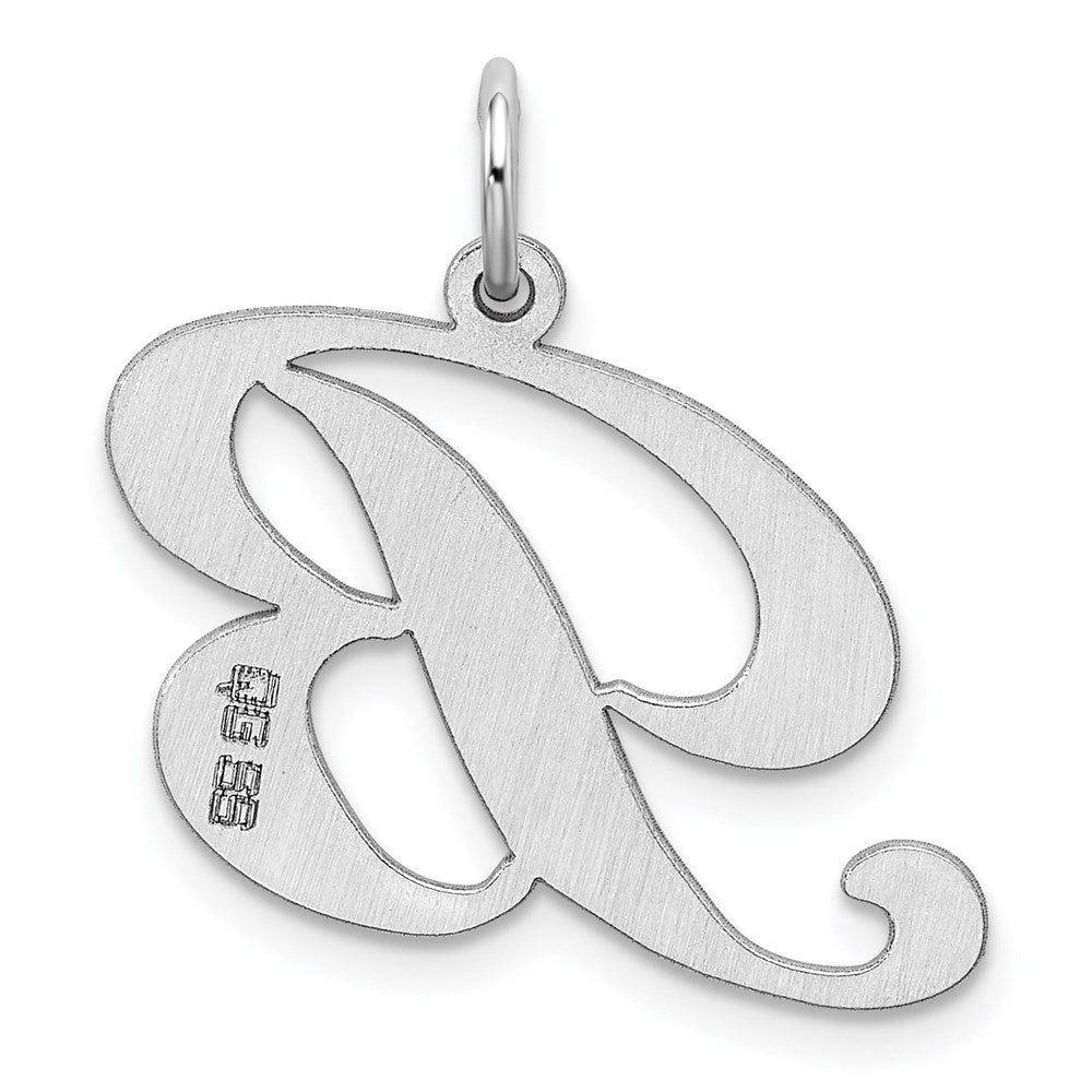 Sterling Silver Rhodium-plated Fancy Script Letter B Initial Charm