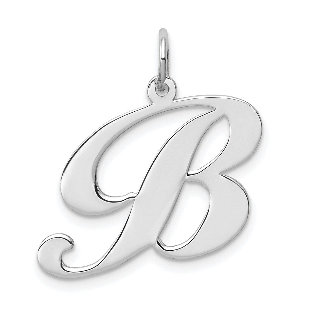 Sterling Silver Rhodium-plated Fancy Script Letter B Initial Charm