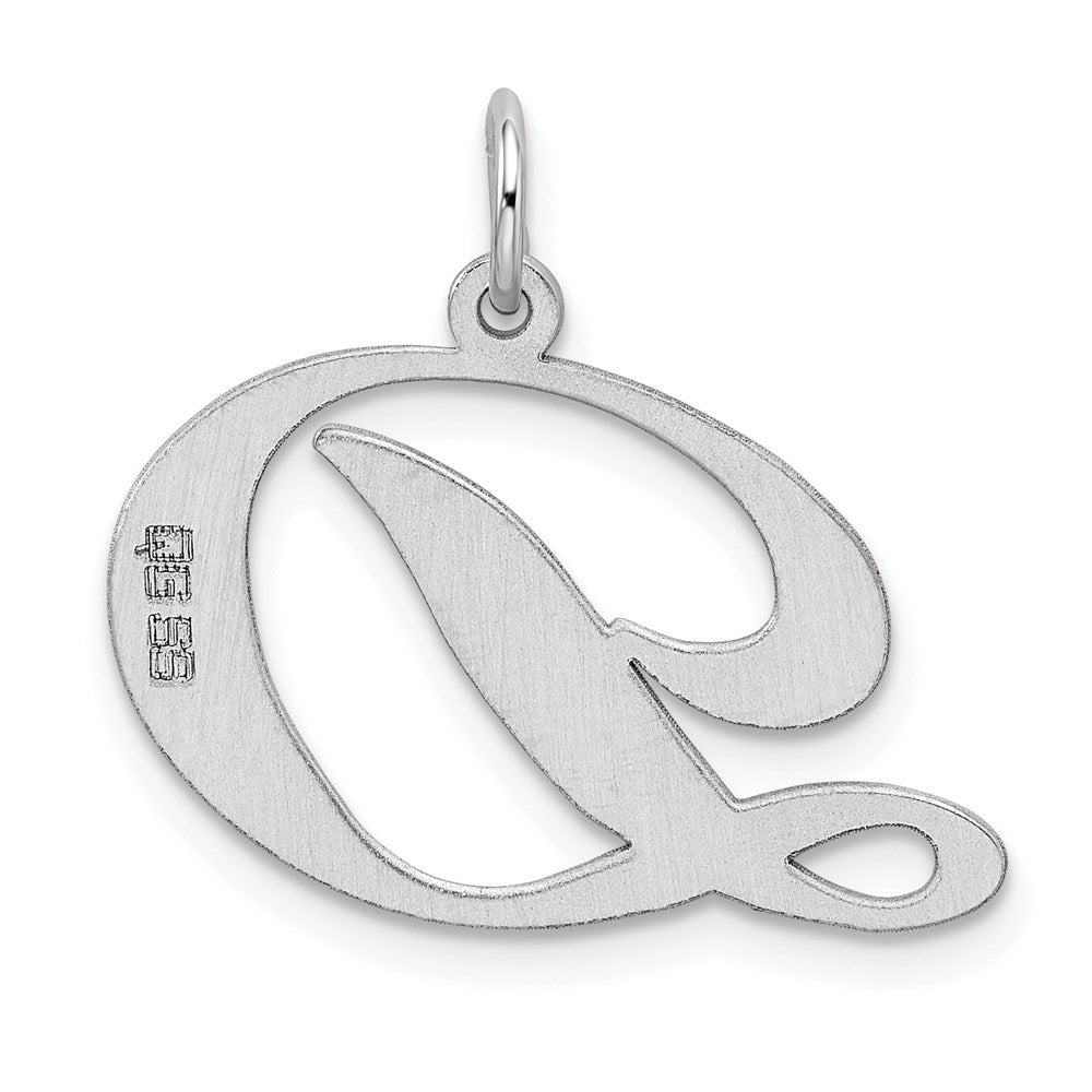 Sterling Silver Rhodium-plated Fancy Script Letter D Initial Charm