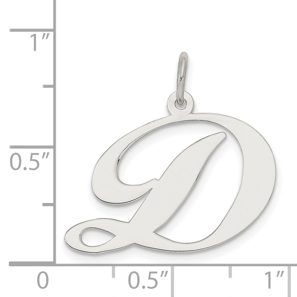 Sterling Silver Rhodium-plated Fancy Script Letter D Initial Charm