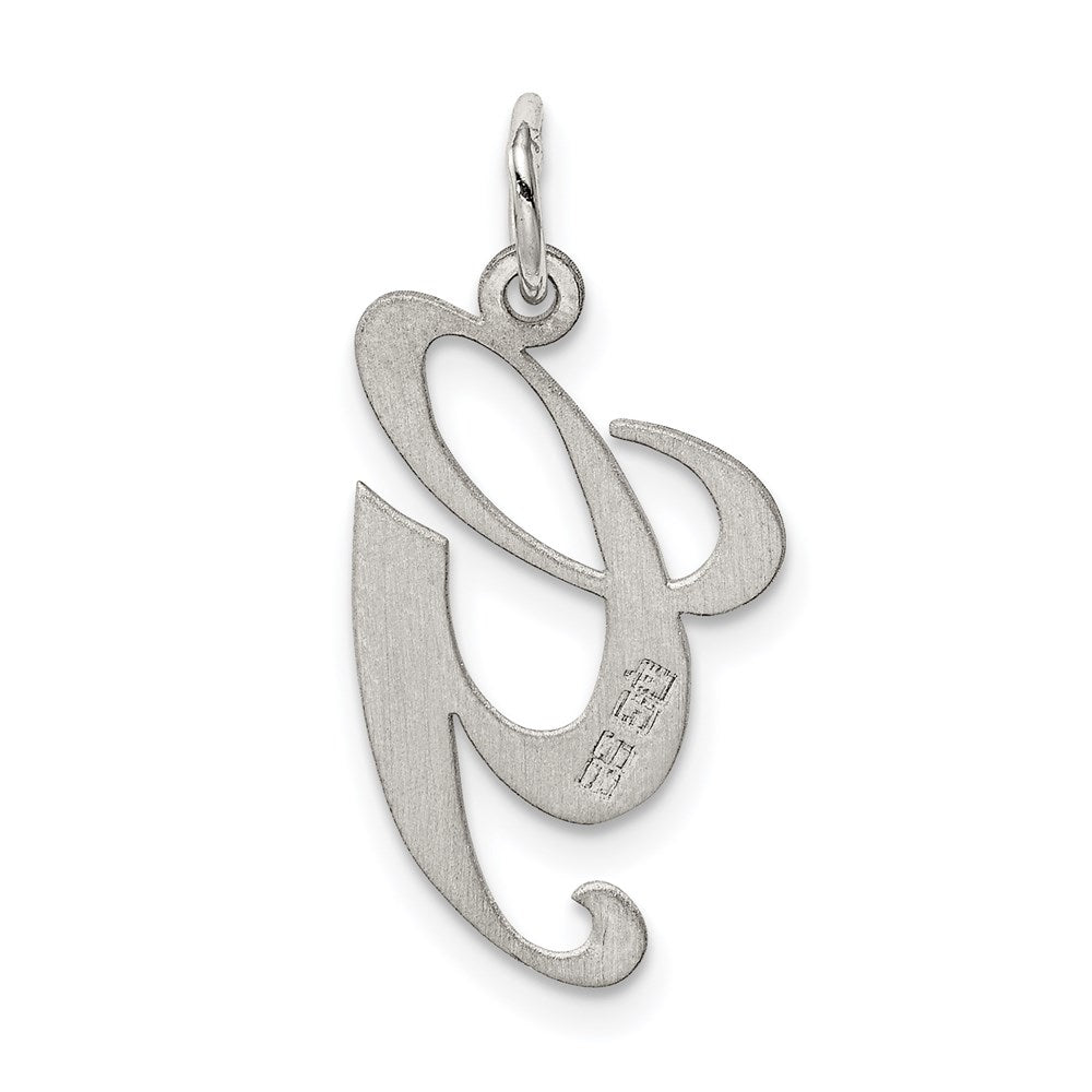 Sterling Silver Rhodium-plated Fancy Script Letter G Initial Charm