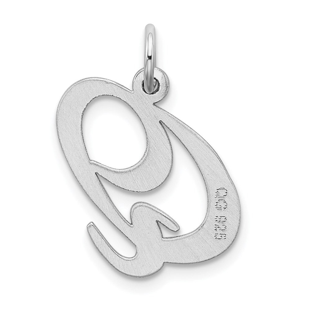 Sterling Silver Rhodium-plated Fancy Script Letter Q Initial Charm