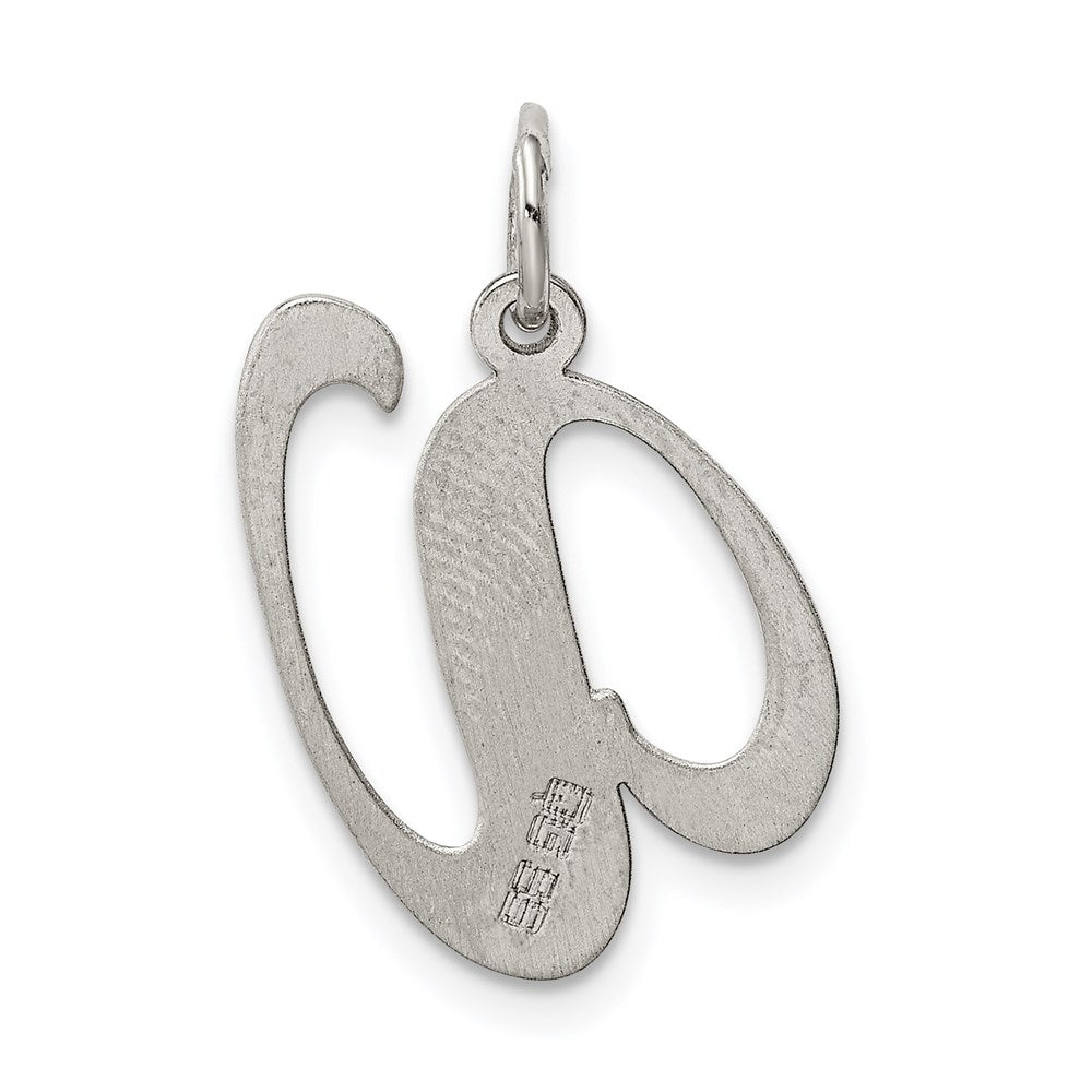 Sterling Silver Rhodium-plated Fancy Script Letter V Initial Charm