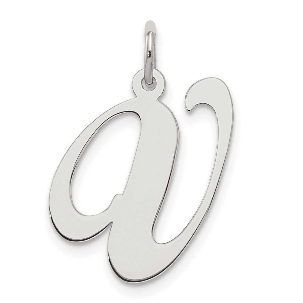 Sterling Silver Rhodium-plated Fancy Script Letter V Initial Charm