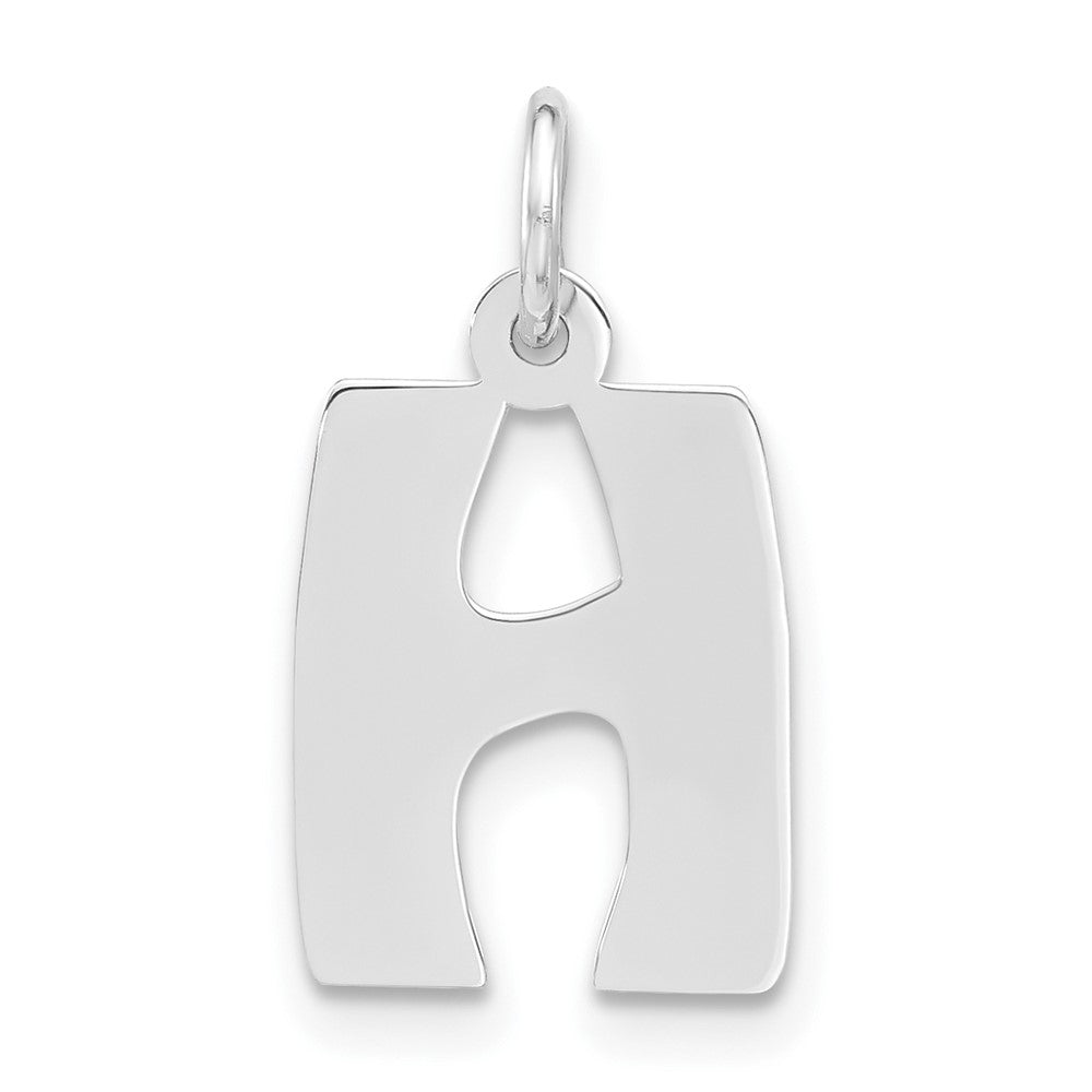 Sterling Silver Polished Bubble Block Initial H Charm