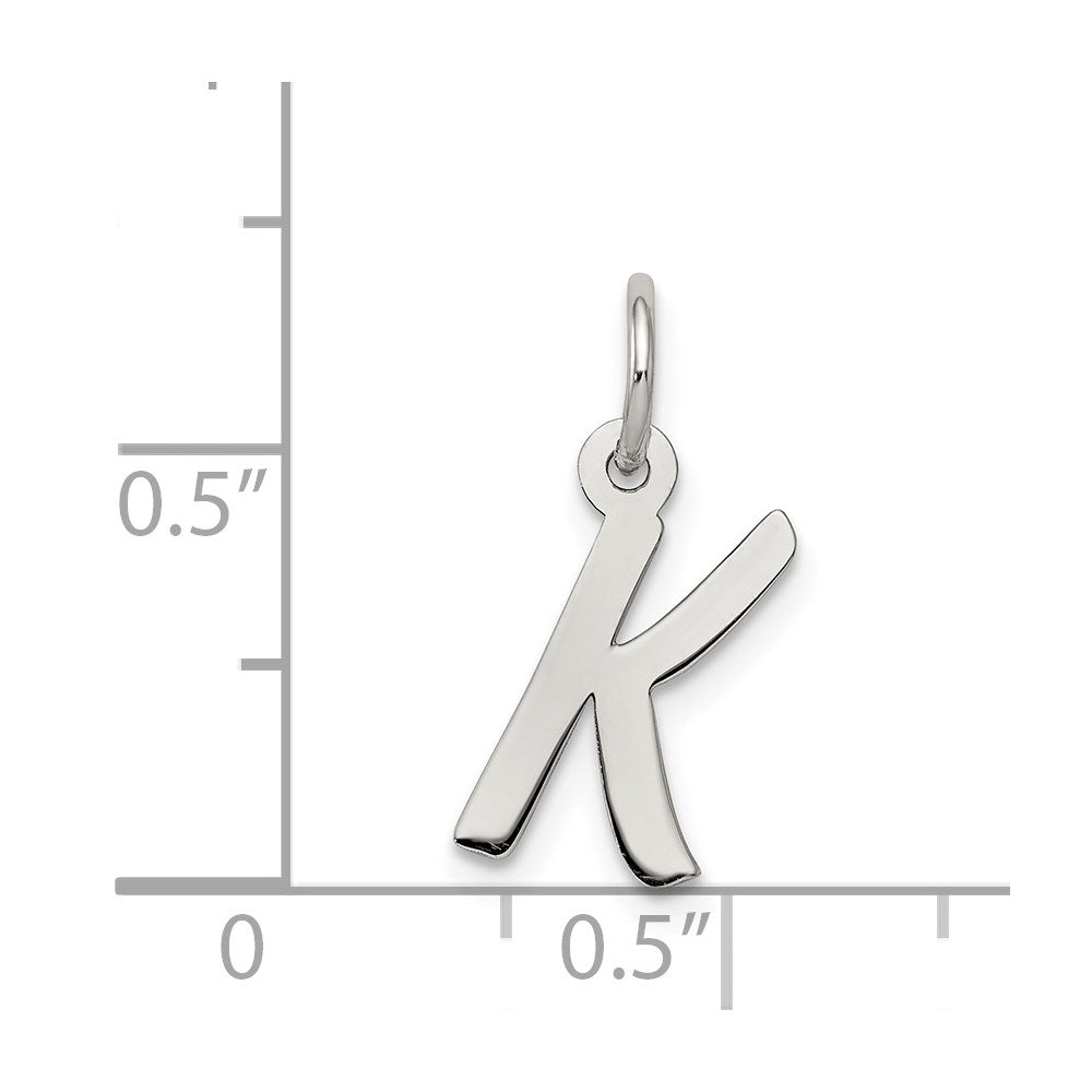 Sterling Silver Rhodium-plated Letter K Initial Charm