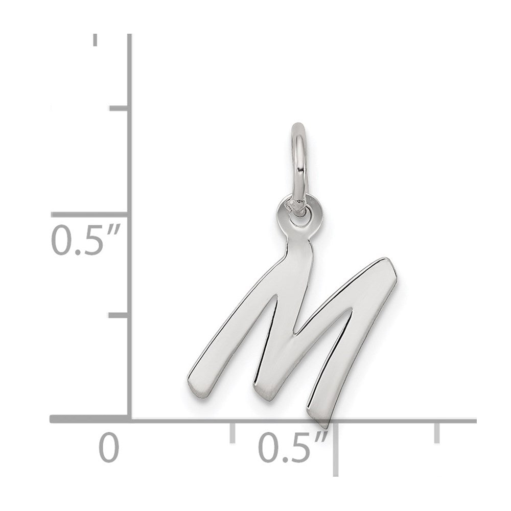 Sterling Silver Rhodium-plated Letter M Initial Charm