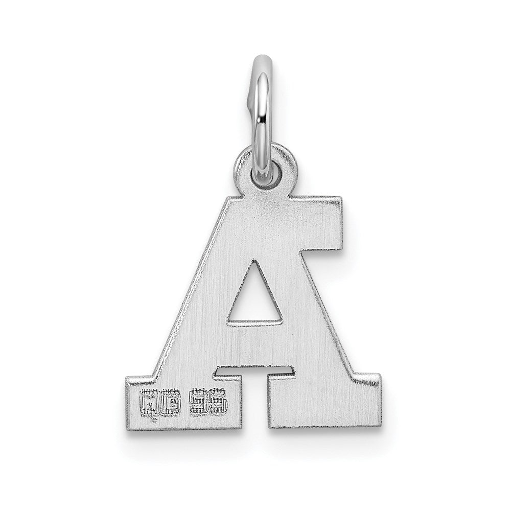 Sterling Silver Rhodium-plated Block Letter A Initial Charm