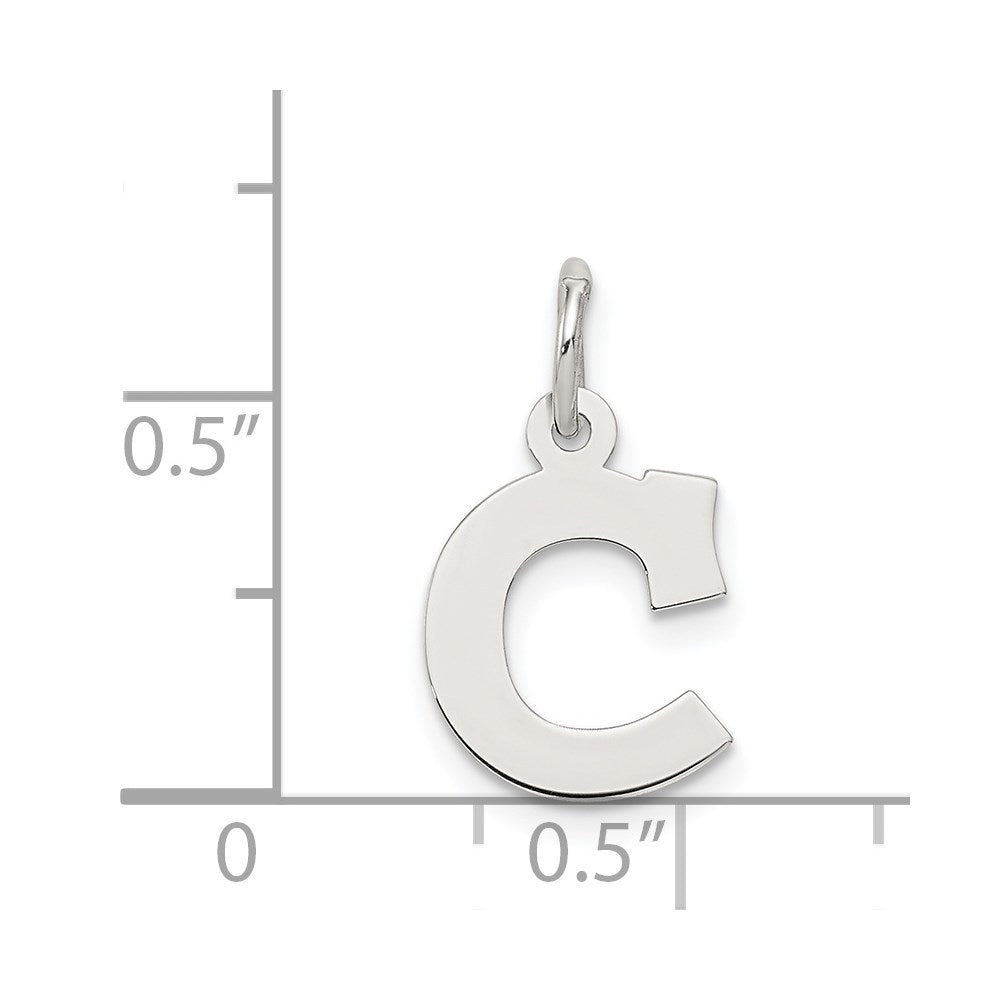 Sterling Silver Rhodium-plated Block Letter C Initial Charm