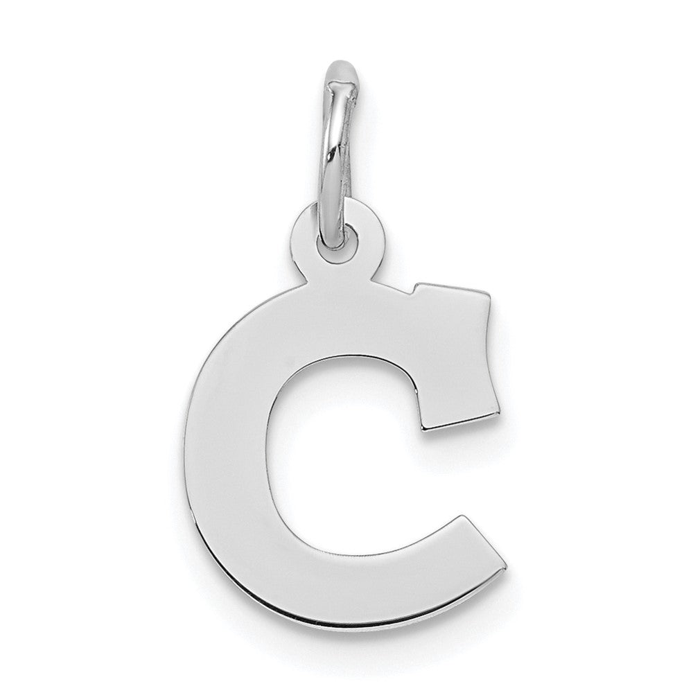 Sterling Silver Rhodium-plated Block Letter C Initial Charm