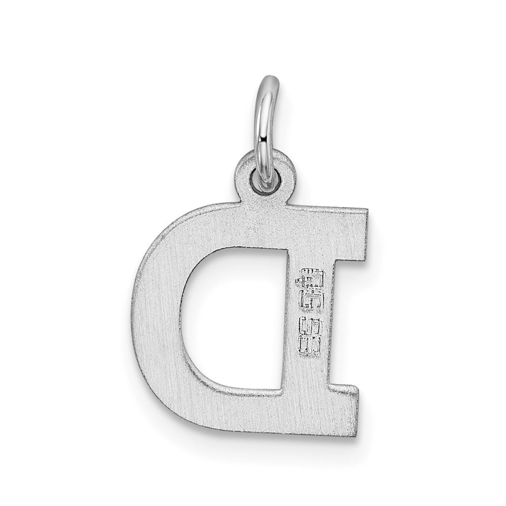 Sterling Silver Rhodium-plated Block Letter D Initial Charm